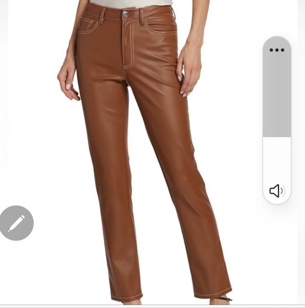STAUD Brown Leather Pants - Picture 2 of 6